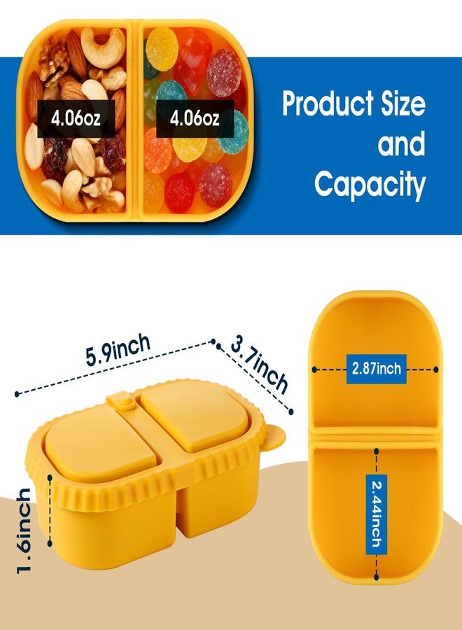 snuggery 4 pack Silicone Reusable Snack Containers with Lids - Double Compartment Snackle Box for Portion Control & Travel - BPA-Free Mini Containers for Kids, Office, Picnic - Image 2